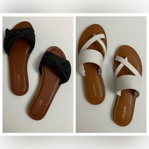 2 Pairs of Black and White Aldo Sandals Size 7 Bundle